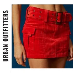 NWT Urban Outfitters Joan Corduroy Belted Micro-Mini skirt